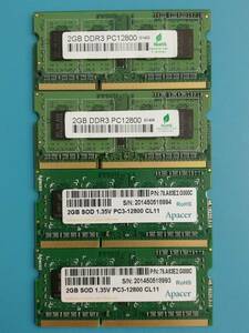 動作確認 GREEN HOUSE製 Apacer製 DDR3 PC-12800 2GB×4枚組=8GB 28430040725