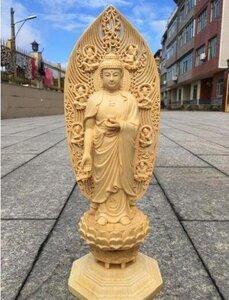 上品/綺麗★仏教美術 精密彫刻 仏像 手彫り 極上品 薬師如来立像