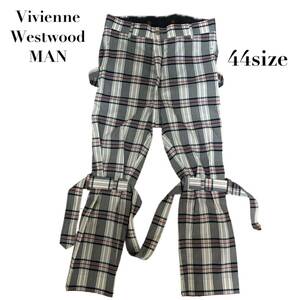 希少 美品 Vivienne Westwood Man ヴィヴィアンウエストウッドマン ボンテージパンツ チェック 白　44サイズ ライカ期 メンズ　タータン