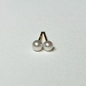 【ベビーアコヤパール3.5mm】K18 天然 あこや真珠 照り艶抜群 0.4グラム 直結ピアス アコヤパール アコヤ真珠 pearl jewelry