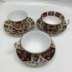 （宝）【同梱可】 ROYAL CROWN DERBY ロイヤルクラウンダービー　 オールド　エリザベス　カップ ソーサー 金彩　ペア　3客　 洋食器