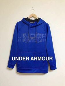 UNDER ARMOUR CG アンダーアーマー コールドギア ビッグロゴ フーディ プルオーバ パーカ 長袖 サイズLG 175/96A 裏起毛 ブルー 1313503