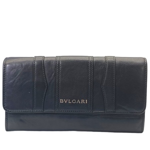 BVLGARI ブルガリ 33772 長財布 財布 二つ折り財布 折り財布 ロングウォレット ロゴ レザー ブラック