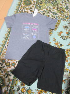新品綿混天竺半袖Tシャツパンツパジャマ110サイズ1408円を激安即決250円