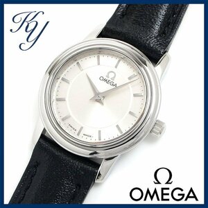 1円～ 3ヶ月保証付き 磨き済み 美品 本物 人気 OMEGA オメガ デビル プレステージ シルバー 革ベルト レディース 時計