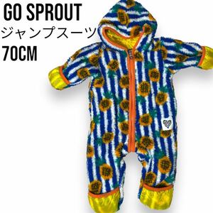 GO SPROUT ボアカバーオール70cm スキー スノボ 雪遊び コート ジャンプスーツ 防寒着 男女兼用 フリース 暖かい 男の子 女の子 FOKIDS 青