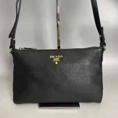 Prada 美品 サコッシュ ブラック レザー ショルダーバッグ 黒 プラダ