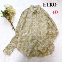 【美品】イタリア製 ETRO エトロ 総柄 花柄 長袖 ブラウス シャツ 40