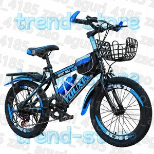 子供用自転車調節可能なシート 18インチ 男の子女の子 キッズバイクスポーツ カゴ付き 付きキック スタンド ハンド ブレーキ バスケット