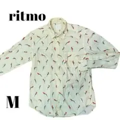 美品✨ 人気商品✨ritmo【M】オウム　シャツ　動物　黄　ロング　レディース❤️