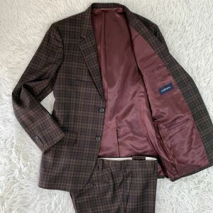【美品】NEWYORKER ニューヨーカー ウール セットアップ スーツ ジャケット パンツ ブラウン 茶 50R