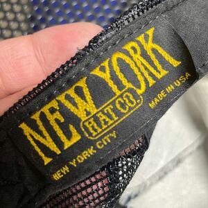 USA製 NEWYORK HAT メッシュ キャップ チェック フリーサイズ cap 帽子 チェック生地毛玉あり