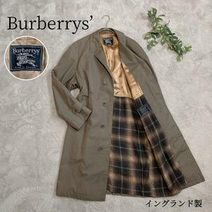 【Burberrys’】 バーバリー ヴィンテージ ロングコート 70’s 小文字 内タグ チェック トレンチコート ステンカラーコート レトロ 