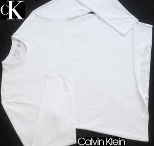 新品★カルバンクライン★オーバーサイズ★ホワイト ロンT★ドライ素材★長袖 Tシャツ 白&白 XL★CK Calvin Klein★700