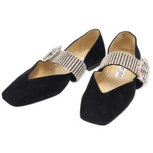 JIMMY CHOO ジミー チュウ KRISTA FLAT クリスタルバックル フラットシューズ ブラック 36 1/2 ITN1DB9XTWIH