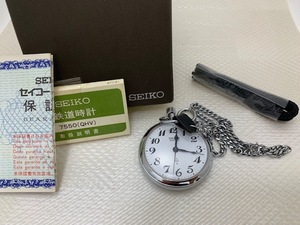 ☆1000円スタート☆ 【SEIKO/セイコー】懐中時計　7550-0010　鉄道時計　クオーツ　QZ　現状品　◆27198