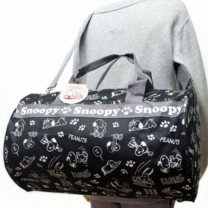 ★スヌーピー ピーナッツ SNOOPY PEANUTS 新品 筒形 ショルダー ボストンバッグ ダッフルバッグ BAG 黒 [SNOOPY-BLK1N] 一 六★QWER★