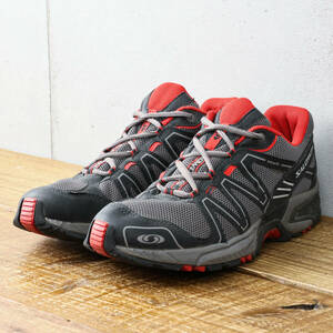 SALOMONサロモン◆トレイルランニングシューズ◆チャコール×ブラック×レッド◆US11.5/29.5cm