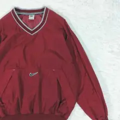 NIKE 90s ナイロンプルオーバー リブライン バーガンディ L相当