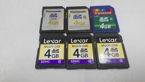 Lexar　Panasonic　Transcend　SDHCカード　4GB　6枚セット　中古動作品　
