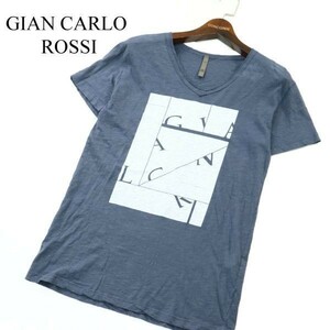 イタリア製★ GIAN CARLO ROSSI ジャンカルロロッシ 春夏 プリント 半袖 Vネック カットソー Tシャツ Sz.XS　メンズ　A2T04695_4#D