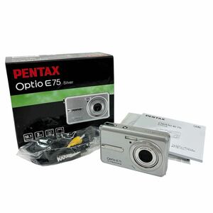 春799☆【現状品】PENTAX ペンタックス Optio E75 シルバー オプティオ デジタルカメラ デジカメ コンデジ 10.1MEGAPIXELS 外箱付き ☆