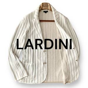 B21 美品 爽やか！定価12万 Lぐらい M表記『ラルディーニ LARDINI』極薄ニット素材 細かい編込 テーラードジャケット ブレザー ベージュ