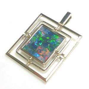 J◇K14WG オパール付 ペンダントトップ ホワイトゴールド 14金 アンティーク ヴィンテージ white gold opal pendent charm【ネコポスOK】