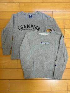 送料410円 ２着セットChampion チャンピオントレーナー キッズ 140サイズ グレー 古着