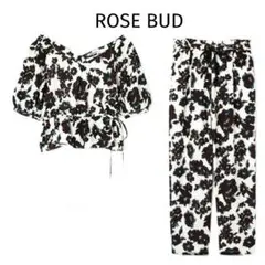 ROSE BUD ローズバッド モノトーンフラワープリント セットアップパンツ