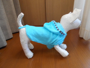 小型犬★モアーレ★柔らか生地と可愛い縁取りのフードパーカーS　日本製