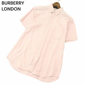 BURBERRY LONDON バーバリー ロンドン 春夏 ホース刺繍★ チェック使い 半袖 BD オックス シャツ Sz.M　メンズ 日本製　A4T06305_6#A