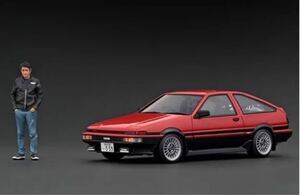 イグニッションモデルWEB限定1/18 Toyota Sprinter Trueno 3DR GT Apex AE86 レッド・ブラック 織戸選手フィギュア付き