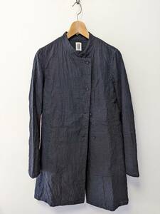 ISSEY MIYAKE Haat 刺繍スタンドカラーAラインコート チャイナジャケット カンフー イッセイミヤケ ハート 刺子 ノーカラー バンド 