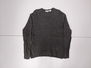 16．カシミヤ100 INHABIT デザイン ニットセーター Cashmere カシミア 7101Smudge 246 メンズS グレー x109