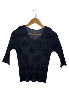 PLEATS PLEASE ISSEY MIYAKE◆長袖カットソー/4/ポリエステル/BLK/無地/pp81-JK143