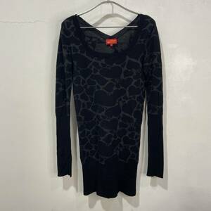 ☆送料無料☆Vivienne Westwood RED LABEL☆ハート総柄セーター☆ロングニット☆ワンピース☆２☆黒グレー☆A23