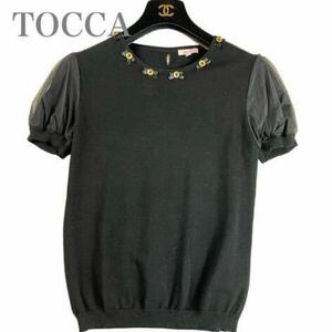 美品　TOCCA トッカ リボン付き パフスリーブ シフォン 半袖ニット