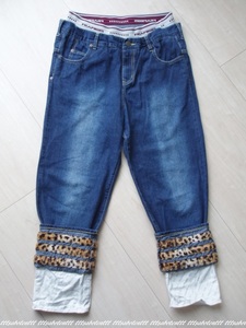 美品/完売 FRAPBOIS “Layered denim pants” 豹柄 レイヤードデニムパンツ M フラボア