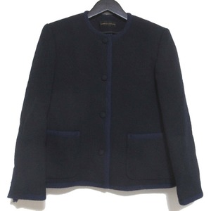 美品 初期 COMME des GARCONS コムデギャルソン 70s ヴィンテージ ニットパイピング ノーカラージャケット ネイビー