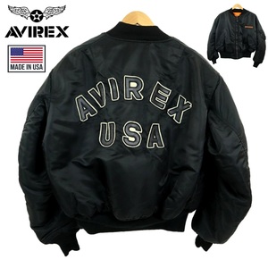 【S3202】【USA製】【ビッグサイズXL】AVIREX アビレックス MA-1 フライトジャケット ナイロンジャケット コマーシャルロゴ アーチロゴ 