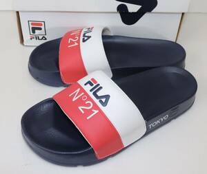 定価9000 新品 本物 N°21 × FILA ヌメロヴェントゥーノ フィラ ユニセックス サンダル Drifter F0544 24cm 1009