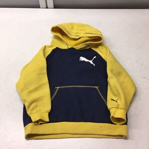 送料無料★PUMA プーマ★スウェットパーカー プルオーバー★キッズ　ジュニア　子供　130★ネイビーイエロー#50307sbw