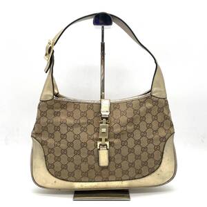 1円 GUCCI グッチ GGキャンバス レザー ジャッキー ゴールド ワンショルダー 肩掛け 001 3306