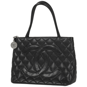 シャネル CHANEL 復刻トート ハンドバッグ トートバッグ キャビアスキン ブラック A01804 レディース 【中古】