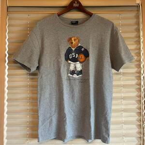 レア Polo Ralph Lauren basket ball bear t shirt ベア Tシャツ stadium p wing cap sport rlx rrl country 1992 1993 グレー バスケ