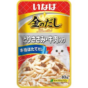 （まとめ買い）いなばペットフード 金のだしパウチ とりささみ・牛肉入り 40g 猫用フード 〔×48〕