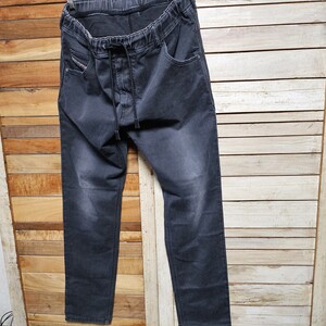 定価39,600円 ディーゼル DIESEL ジョグジーンズ Krooley Jogg jeans Tapered スウェットデニム 36 グレーブラック