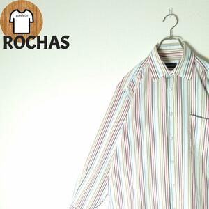 ROCHAS 長袖ストライプシャツ L マルチカラー 海外古着 A696