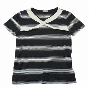 ディオール Dior Tシャツ 半袖 ラウンドネック ボーダー カットソー XXS 黒 白/7YBAM7 レディース